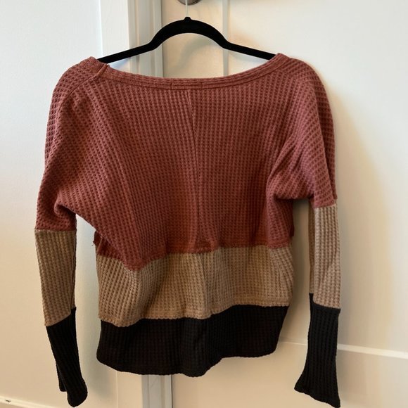 Eri + Ali Anthropologie‎ waffle knit three tone top (small) - Picture 4 of 4